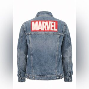 Marvel Logo Denim Jacket – Size Medium – Blue Jean Trucker Style